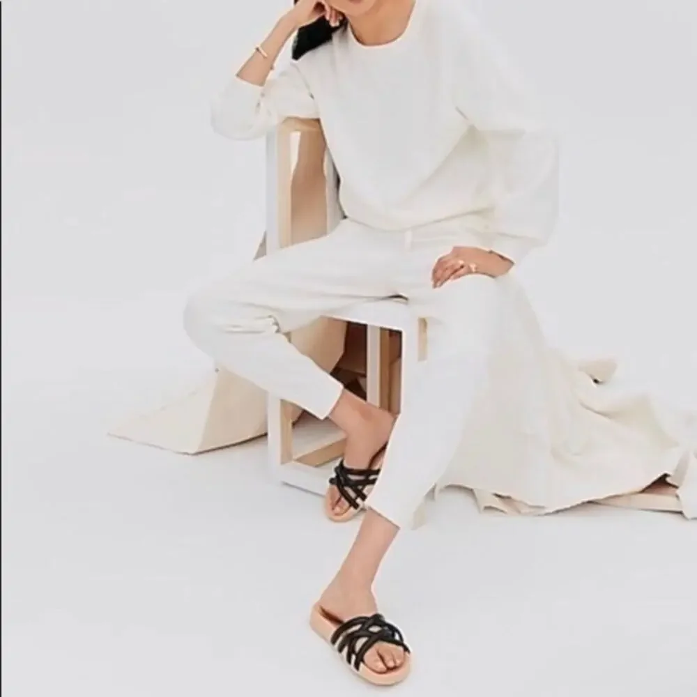 J. Crew Pacific Cushy Strap Sandals Black Leather Upper